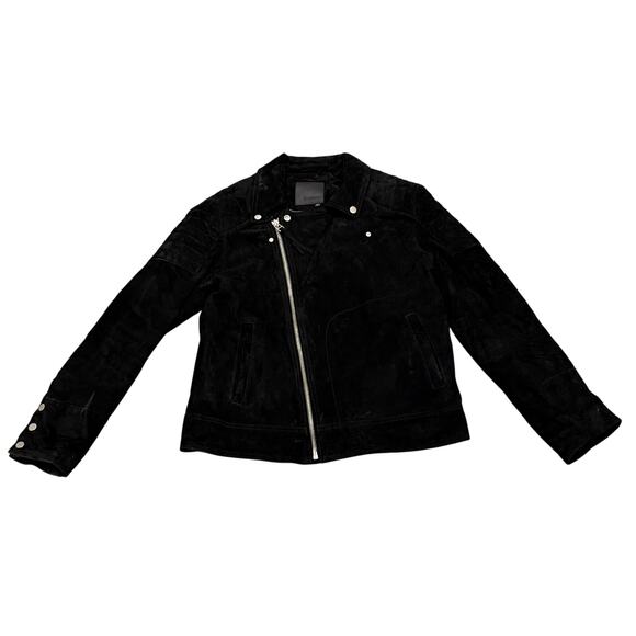Blank NYC Leather Jacket Mens Large Black Moto Biker Zip Suede Minimalist Biker - Picture 2 of 8